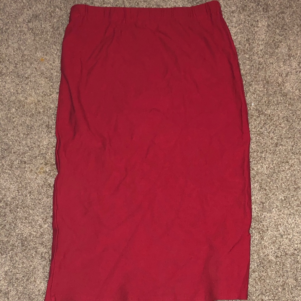Red Knee Length Skirt